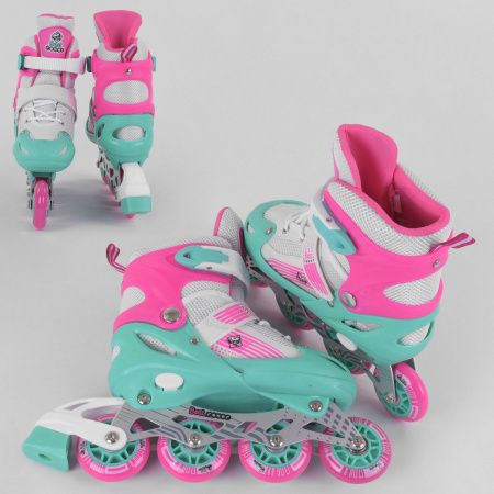 Ролики_60048-S_Best_Roller_размер_30-33_цвет_-_БИРЮЗОВЫЙ_(6)_колёса_PVC_ПЕРЕДНЕЕ_КОЛЕСО_СВЕТ_в_сумке