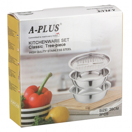 Набір миска друшляк тертка Kitchen Ware 3 предмета