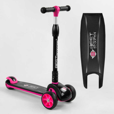 Самокат_трехколесный_87819_Best_Scooter_(6)_РОЗОВЫЙ_складной_алюминиевый_руль_3_колеса_PU_со_светом_