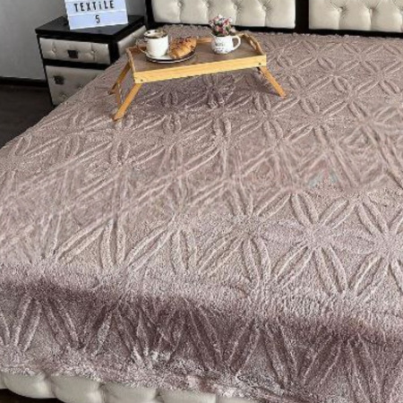 Плед Євро пухнастий Home textile "Квітка" 200 х 220 см (37738) Бежевий