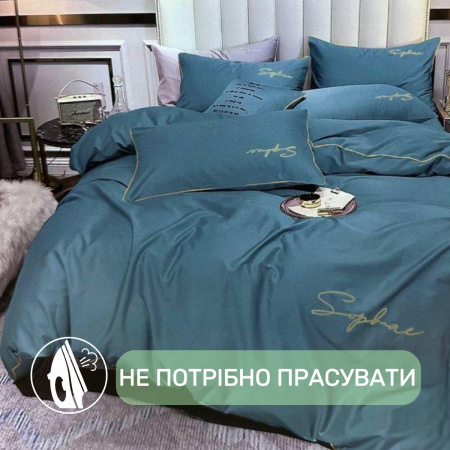 Постельное белье Евро KOLOCO Sophae сатин (40962) Бирюзовый