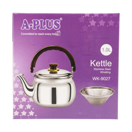 Чайник для плити A-PLUS Tea Expert 2в1 вбудоване сито для листового чаю, 1.0 л з нержавіючої сталі