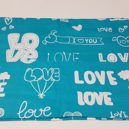 Наволочка на запах Терасполь бавовна 50 х 70 (34435) Love на бірюзовому