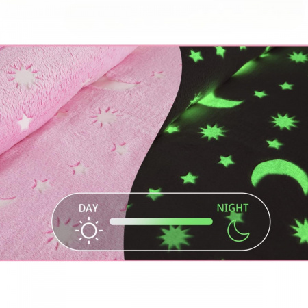 Светящийся плед Magic Blanket "Звездное небо" 120 х 180 см Розовый